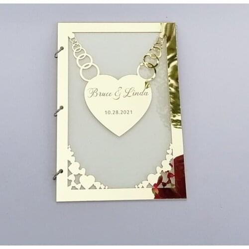 Sign book Acrylic Mirror Wedding Guest Book Personalized Name&Date Guestbook Custom Wedding Decoration Guestbook Party Supplies
