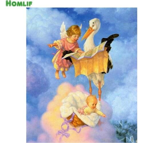 5D DIY Diamond Painting angel Girl Needlework Mosaic Square Full Diamond Embroidery Pattern Angel Eye duck Painting home decor