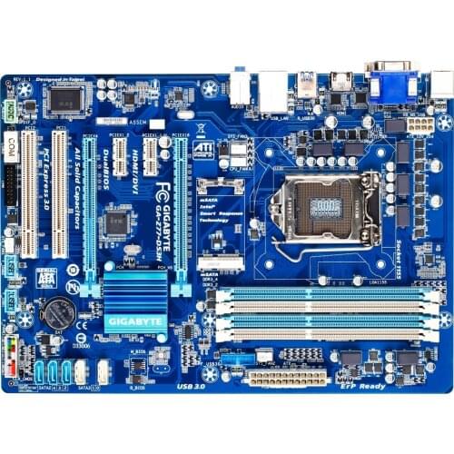 Used GIGABYTE motherboard GA-Z77-DS3H supports LGA1155 socket processor and dual channel memory technology