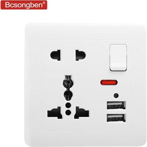 Bcsongben Dual USB Port Wall Charger Adapter Rechargeable 2A Wall Charger Adapter Universal Standard Plug Socket Power Socket