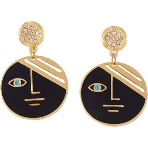 Free shipping 6 pair /lot fashion jewelry metal Face Earrings