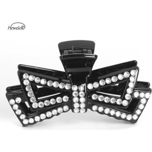 Large Plastic Hairpins Hair Clip Claws Hollow Rhinestone Crystal Headwear Hairdressing Casual Hairpin Accessories