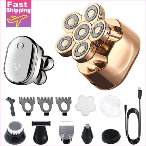 LCD Display 6in1 Electric Shaver For men hair trimmer beard electric razor wet dry face Nose body shaving machine Mens shavers