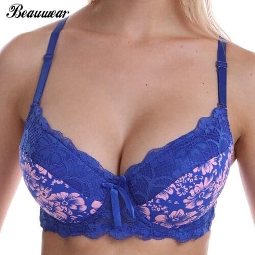 Beauwear 2019 Sexy Women Bra B C Cup for Ladies Breathable Floral Underwear Female Fashion Push Up Underwire Bralette Plus 40-46
