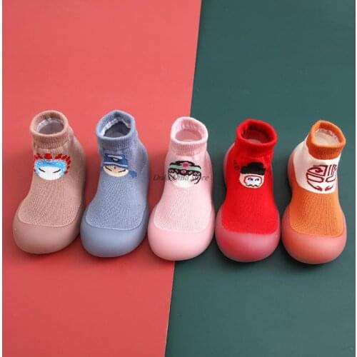 Children Anti-slip Shoes Baby Boy Rubber Sole Cartoon Indoor Socks Infant Shoes Newborn Baby Girl Knittde Non-slip Floor Socks