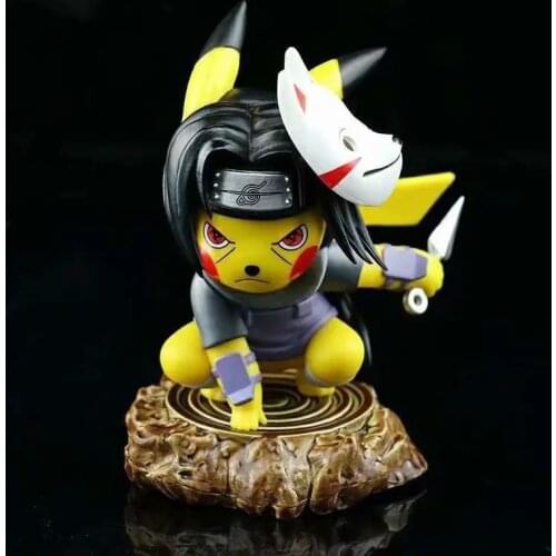 Anime Figures Pokemon Pikachu Naruto Uchiha Itachi Pocket Monster Cute Toys Model Cosplay 11cm Action Figma Shippuden Figurals
