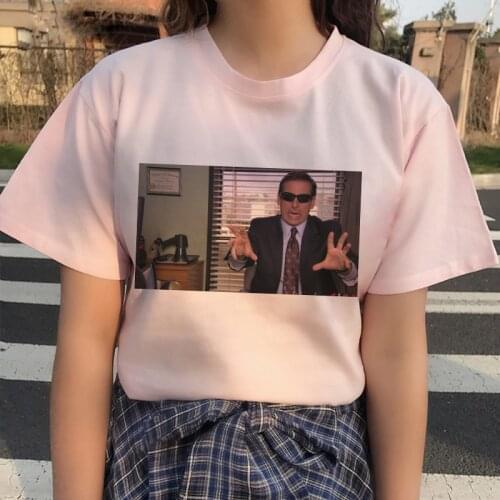 Michael Scott Fun Graphic Print T-shirt Women 2020 New Summer Fashion Korea Tshirt Harajuku Aesthetic Pink Tops Female T Shirt