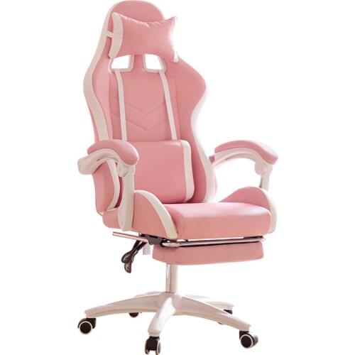 Gamer chair white girl comfortable Gaming Chair Pink Girl Computer Chair Student learning Home Anchor Live Game Chairs bedroom
