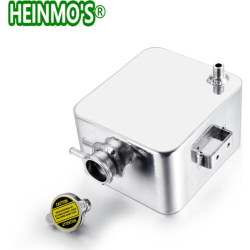 2L Aluminum Coolant Overflow Tank Reservoir Kit Polished Header Expansion Water Tank & Cap Water Header Tank Alloy Chrome Black