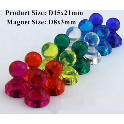Hot !! (7pcs/set )Transparent Noticeboard Skittle Pin Magnets Multi Color Magnetic thumbtack Whiteboard Message sticker