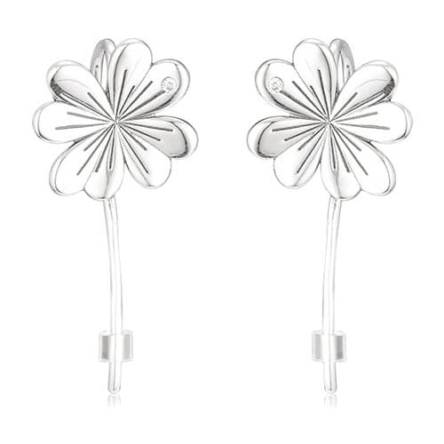 Lucky Four Leaf Clovers Pave Stone Fashion Christmas Winter Halloween Girl Friends Female Jewelry 925 Sterling Silver Earrings