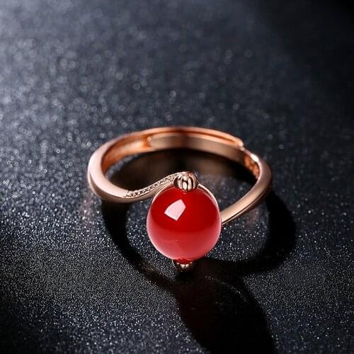 MOONROCY Rose Gold / Silver Color Opal Rings Red Green Party Cute Round Open Jewelry Wholesale for Women Girls Gift Dropshipping
