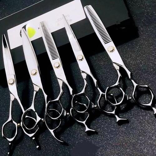 6 Professional Hair Salon Structure Scissors Set Cutting Barber Haircut Thinning Shear Scissors Hairdressing Hair Tools Scissors