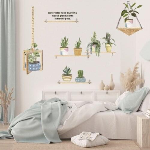 Wall Hanging Basket Shelf Wall Stickers Bedroom Living Room Decoration Home Balcony Sofa TV Backdrop Decal Removable Room Decor