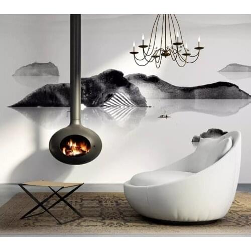 Papel de parede Chinese abstract ink landscape painting wallpaper,living room sofa TV wall bedroom wall papers home decor mural