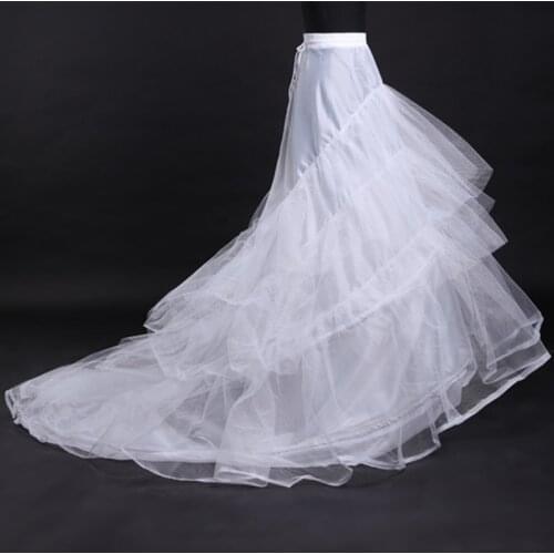 Underskirt Wedding Skirt Slip Wedding Accessories Chemise 2 two Hoops For A Line Train Dress Petticoat Crinoline