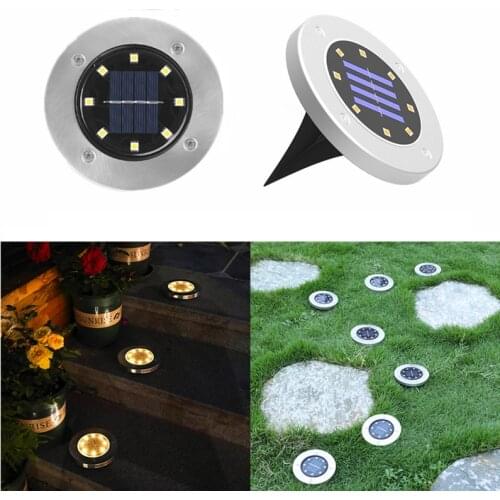 New 1/12Pack 8LED Solar Powered Disk Lights Solar Led Light Outdoor Waterproof Outdoor Lighting for Patio Yard Garden Decoration