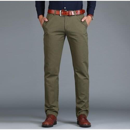 Vomint 2020 New Mens Pants Straight Loose Casual Trousers Large Size Cotton Fashion Mens Business Suit Pants Green Brown Grey