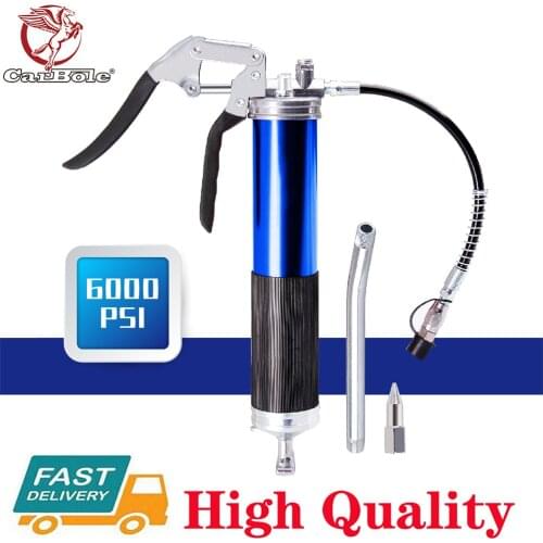 High Pressure 6000 PSI Grease Gun Heavy Duty Pistol Grip Lever Handle 400cc 14oz with 18" Flex Hose