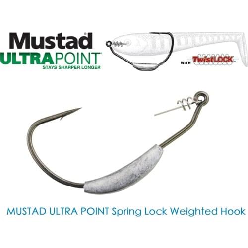Spring Lock Weighted Mustad Utral Point Hook, 2g--1/0, 2.5g--/2/0, 3g--3/0 (weight / hook size)