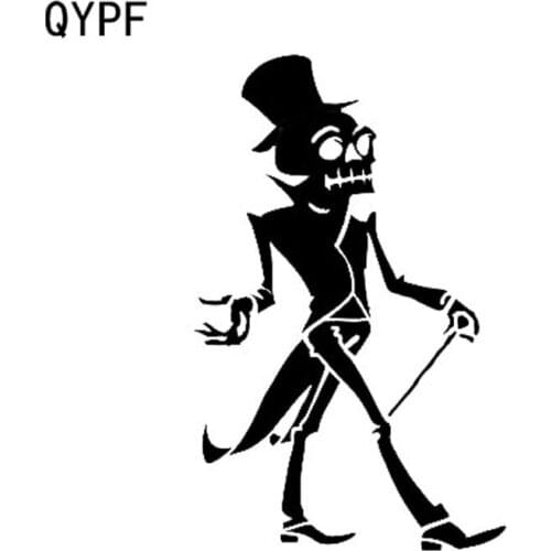 QYPF 10.6*16.8 Fashion Skull Halloween Decor Car Modelling Sticker Vinyl Bumper Window Silhouette C16-2354