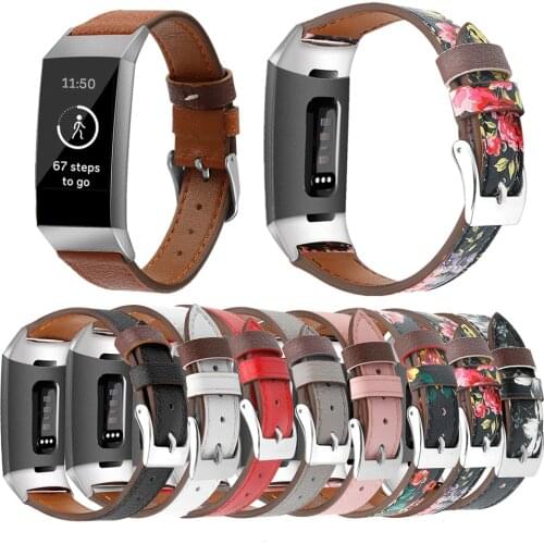 For Fitbit Charge 3 4 Leather Band Replacement Watch Strap Geniune Leather Wristband For Fitbit Charge 4 3 Watch Band Women Men