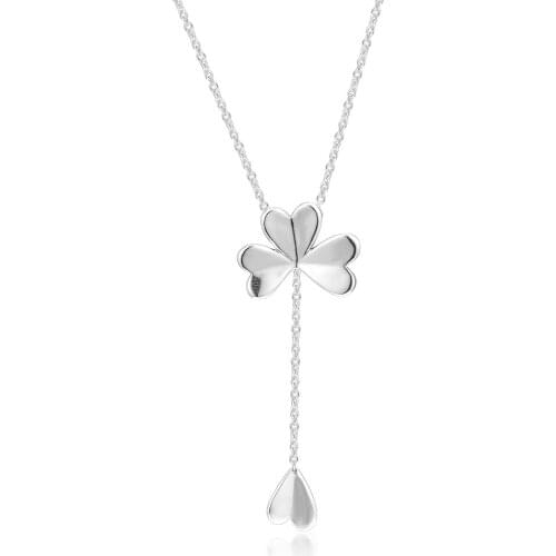 Lucky Four-Leaf Clover Necklaces 100% 925 Sterling Silver Jewelry Free Shipping