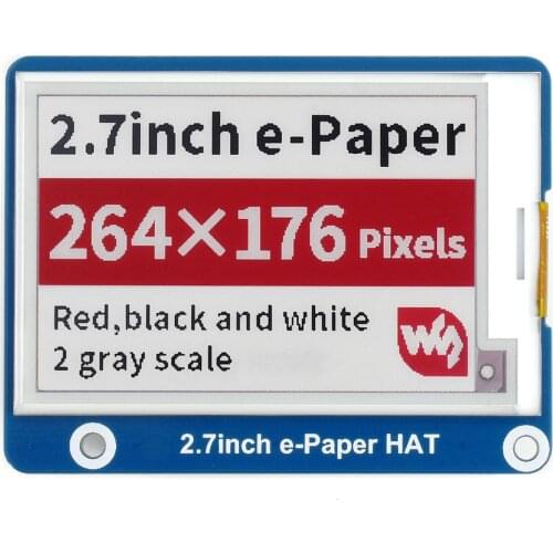 2.7inch e-Paper HAT (B) 264x176 resolution for Raspberry Pi Three-color Applications shelf label/industrial instrument and so on