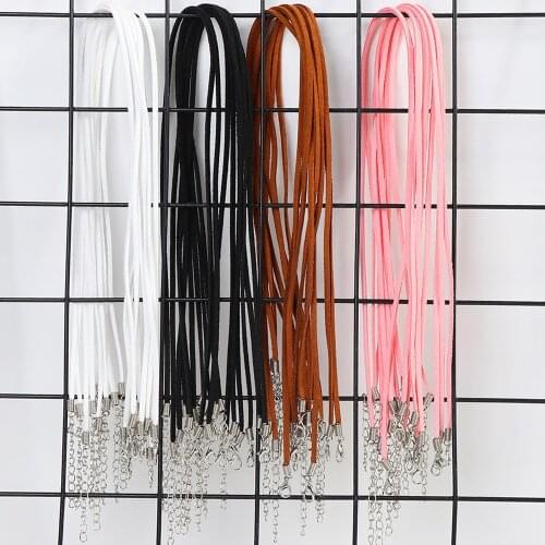10Pcs/lot 2.7mm Suede Leather Cord Lobster Clasp String Adjustable Braided Rope For Bracelets Necklace DIY Jewelry Making