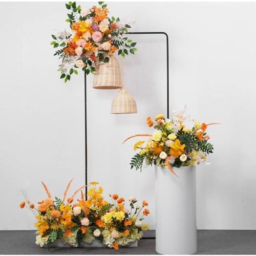 Nordic Iron Arch Flower Sash Props Rack Shelf With Paper Fold Plinths Cylinder for Wedding Birthday Party Shower Backdrops Decor