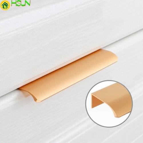 Hidden Furniture Drawer Cabinet Door Handle Gold Black Nordic Simple Cupboard Kitchen Wardrobe Dresser Door Pull Handle Hardware