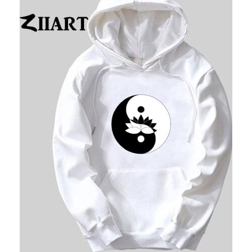 Lotus yin yang ba gua couple clothes girls woman female autumn winter cotton fleece hoodies