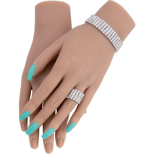 Female Lifesize Silicone Practice Hand Mannequin with Flexible Fingers Adjustment For Nails Rings Bracelet Jewelry Display