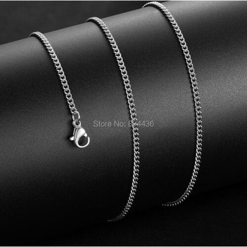 100pcs Good Quality 1.9mm 2.2mm Stainless Steel Cable Link Chains Pendant Necklaces Fashion Men Women Lady DIY Jewelry Wholesale