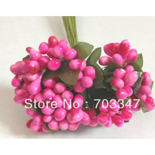 8 Colors Can Mix) 720 pcs=60 BUNCHES X Cluster Of Tiny Berries And Leaves Mini Berry Pick Scrapbooking Flower