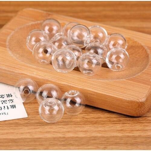 8pcs 6/8/10/12/14/16/18/20/25/30mm Empty hollow glass ball with hole round bubble vial glass globe orbs jewelry findings beads