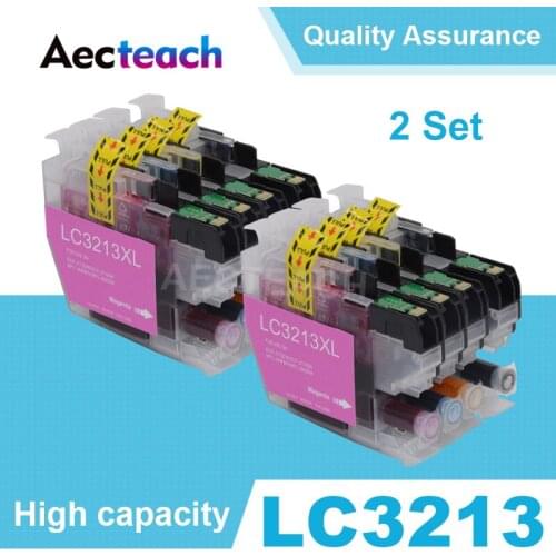 Aecteach 2 sets 4 Color Compatible Ink Cartridge LC3213 For Brother DCP-J772DW DCP-J774DW MFC-J890DW MFC-J895DW Inkjet Printer