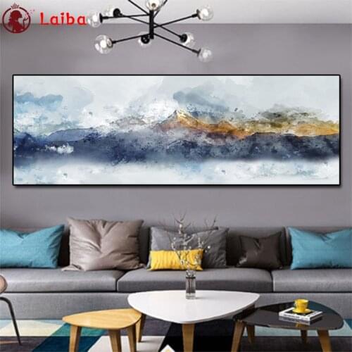 Diamond Painting Abstract art, golden gray mountains 5d Cross Stitch Diamond Embroidery Mosaic Gift Home Decor Picture