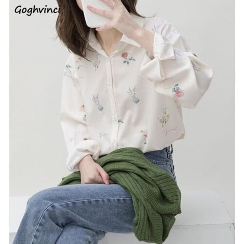 Blouses Women Simple Designer Elegant Chiffon Shirts Womens Floral Pattern Chic Trendy All-match Ulzzang Tops Ladies Leisure New