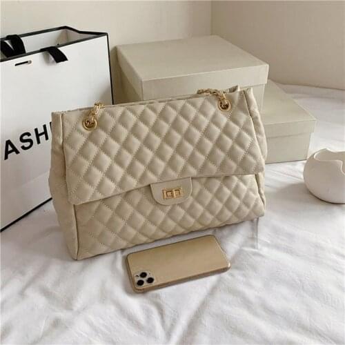 Large PU Leather Hand Bags For Women 2020 Elegant Shoulder Handbags Female Travel Totes Lady Chain Designer Branded Bag