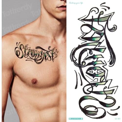 Cool Letter Endless Watertransfer Tattoo Women Party Tatoo Body Arm Chest Hand Temporary Key Tattoo Sticker Men Leg Armband