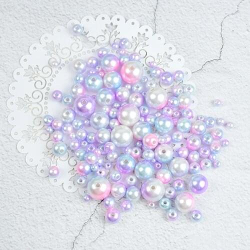 6/8/10/12mm Imitation Pearl Beads with Hole Colorful Mermaid Loose Beads DIY Scrapbook Decoration Crafts Making Round Beads