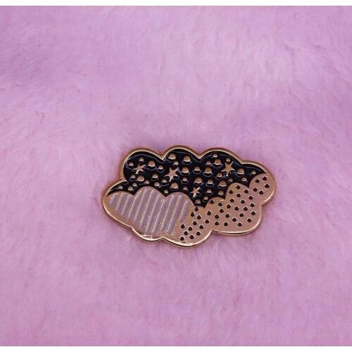 Black and gold cloud badge pattern play pin nature lovers flair addition