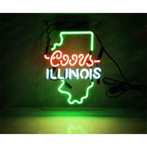 Coors Light CONNECTICUT ILLINOIS Gift Neon Signs Real Glass Tube Open Beer Bar Pub Homeroom Girlsroom Party Decor 14x9