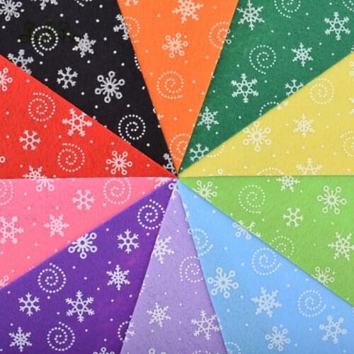Printed Felt Non Woven Fabric 1mm Thickness Polyester Cloth For Sewing Dolls Crafts Home Decoration Pattern Bundle 10pcs15x15cm