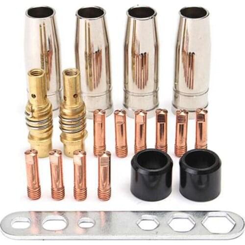 HOT SALE 19Pcs Nozzle Contact Tips Holder For Mig Welder Torch Contact Semi-Automatic Welding Tool For 15AK Welding Torch