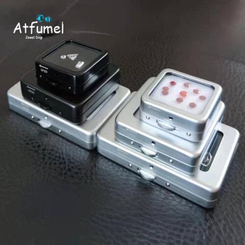 Metal Diamond Jewelry Storage Box Locked Genstone Jade Necklace Display Case Glass Cover Stone Gem Box Silver Black