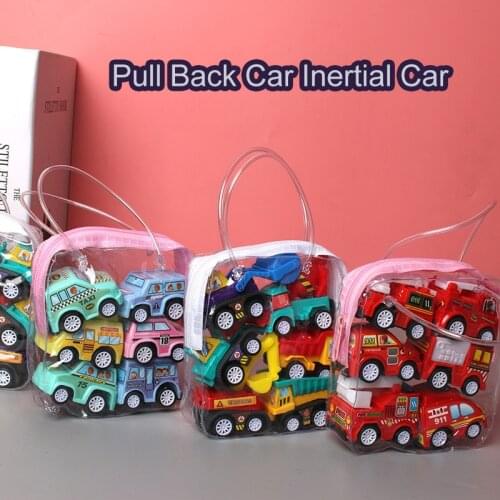 6pcs Back Car Model Toy Pull Toys Mobile Vehicle Fire Truck Taxi Model Kid Mini Cars Boy Toys Gift Diecasts Toy for Children