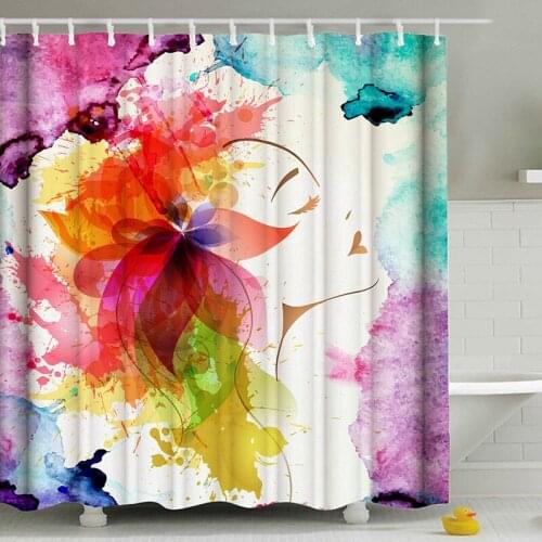 Digital Printing Fashion Girl Shower Curtain Dry and Wet Separation Bath Curtain Waterproof and Mildew Proof Partition Curtain