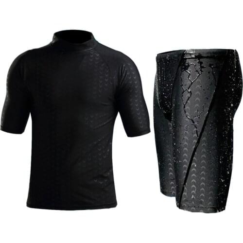 Men Short Sleeve Swim Shirt Swimming Shorts Wetsuit Set Rashguard Snorkeling Suit Men Surfing Swimsuit Diving Wet Suit Top Trunk